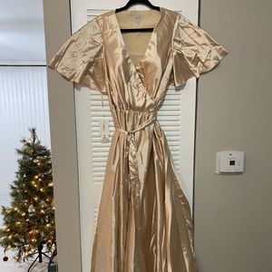 Silk Like Satin Champagne Dress/Bridesmaid Dress/Wedding/Formal/Holiday